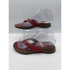 Teva Ventura Womens Flip Flops 6 Red Leather Cork Thong Sandals 6503 Beach